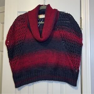 Pants Store Brand Red and Blue Cowl Neck Cropped Sweater